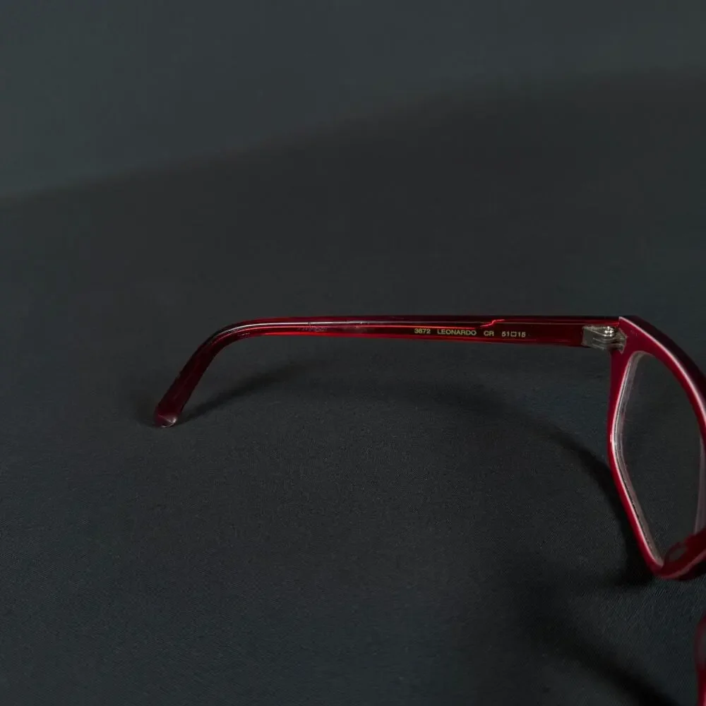 Bevel 3672 Leonardo CR Red 51-15 Acetate Eyeglasses Japan Vintage ONLY FRAME